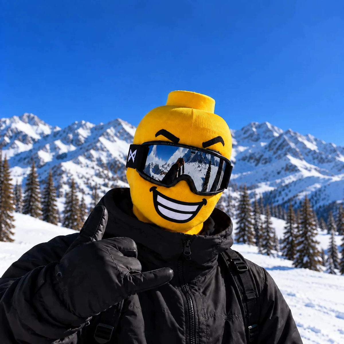 Kominiarka SmileMask wzór Szeroki uśmiech z goglami